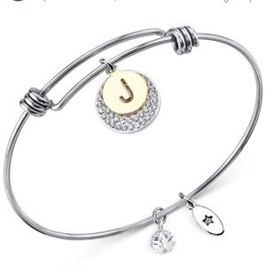 Unwritten Gold initial “J” silver Pave Charm Bracelet
